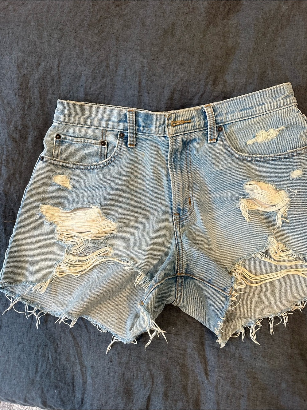 Abercrombie Cure Love Light Wash Distressed Women's Denim Jean Shorts